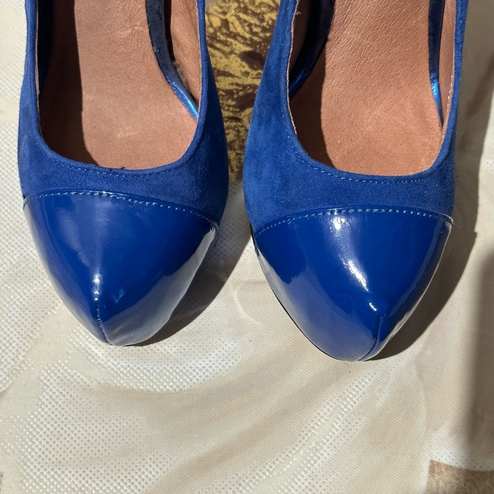 Aldo Suede Leather Pointed Toe High Heels, Pumps Size 6 Blue - Picture 6 of 10